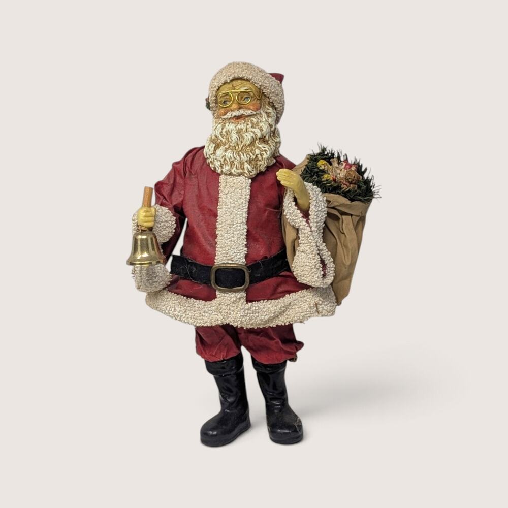 Vintage Midwest Importers Fabric Mache Santa Figurine